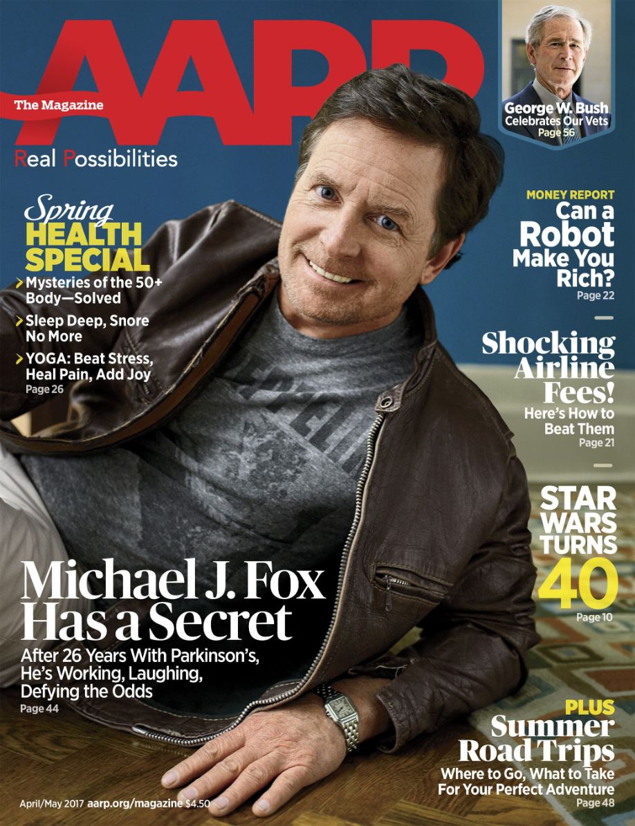 AARP magazine side cover  April/May 2017