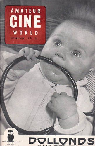 AMATEUR CINE WORLD magazine side cover February 1959