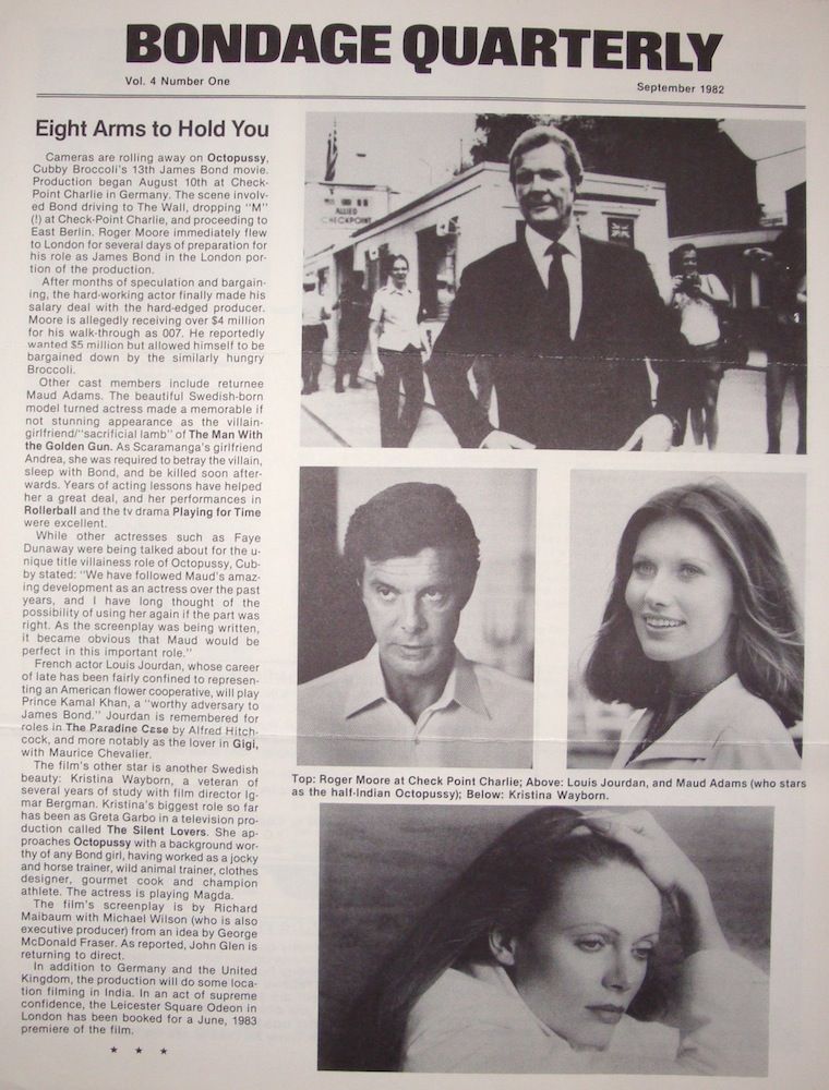 BONDAGE QUARTERLY magazine side cover Vol 4 # 1 - September 1982