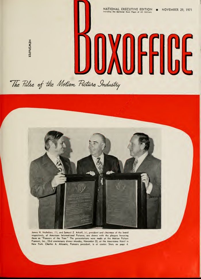 BOXOFFICE magazine side cover 29 November 1971
