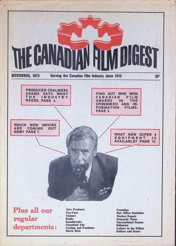 CANADIAN FILM DIGEST magazine side cover  November 1973