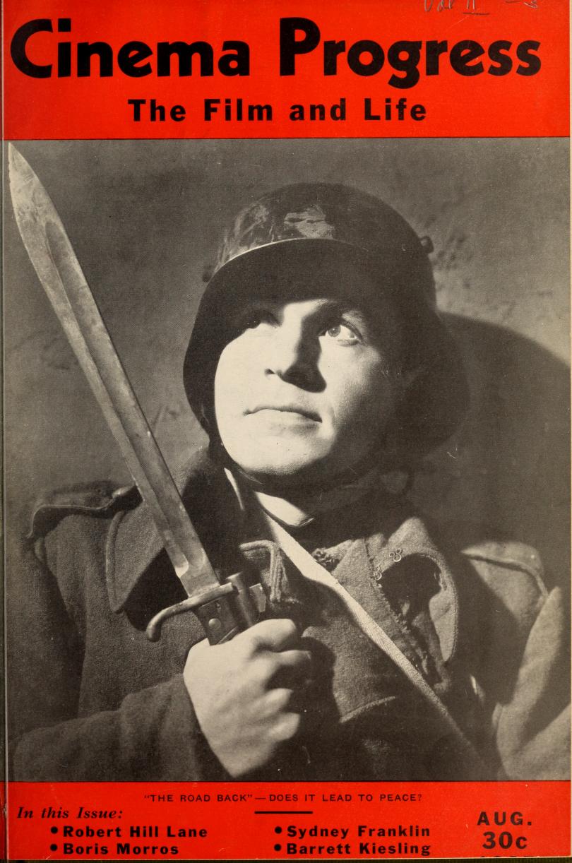 CINEMA PROGRESS magazine side cover August 1937