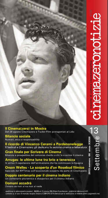 CINEMAZERO NOTIZIE magazine side cover September 2013
