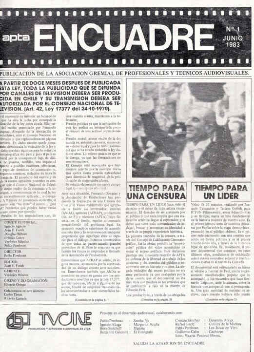 ENCUADRE magazine cover Issue 1 June 1983