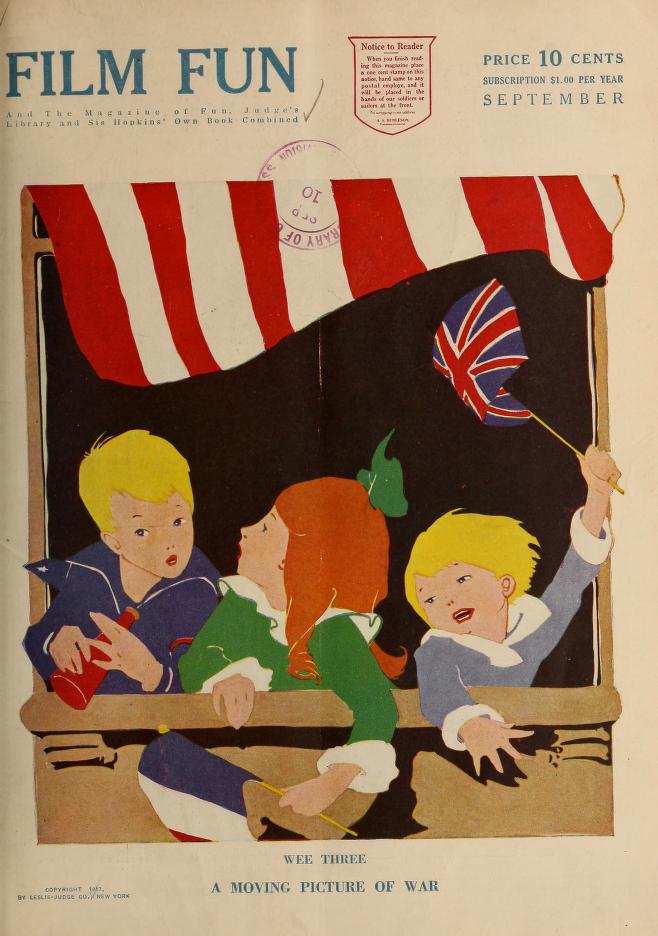FILM FUN magazine side cover Issue 27 September 1917
