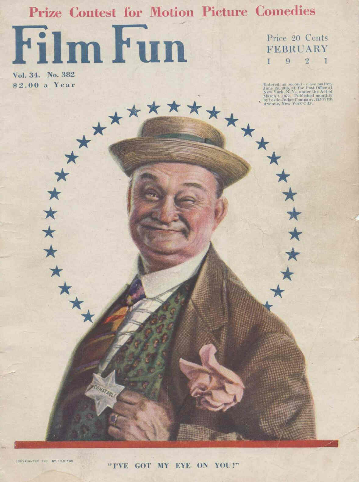 FILM FUN magazine side cover Issue 67 February 1921