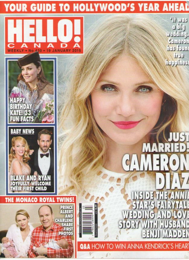 HELLO CANADA magazine side cover 19 January 2015