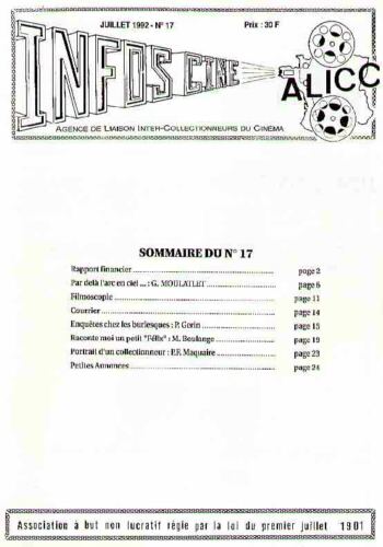 INFOS-CINE magazine side cover Issue 17  July 1992