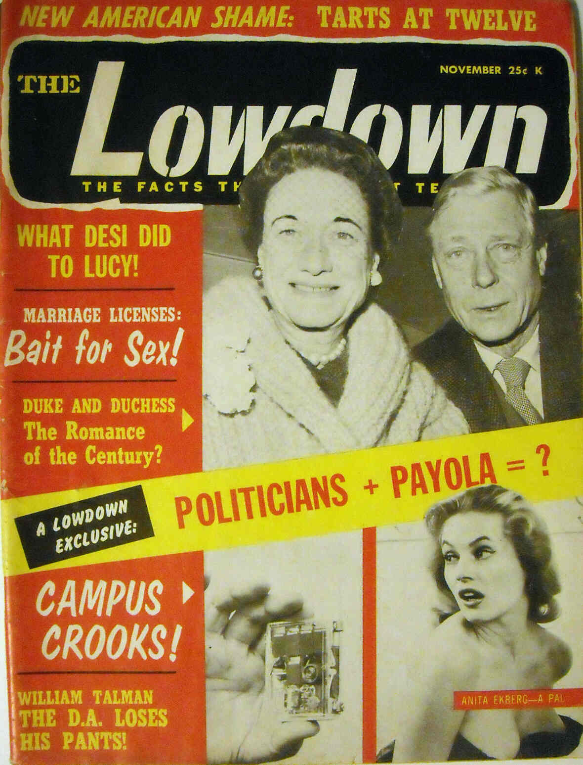 LOWDOWN | THE magazine side cover November 1960