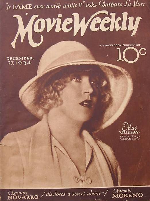 MOVIE WEEKLY magazine side cover 27 December 1924