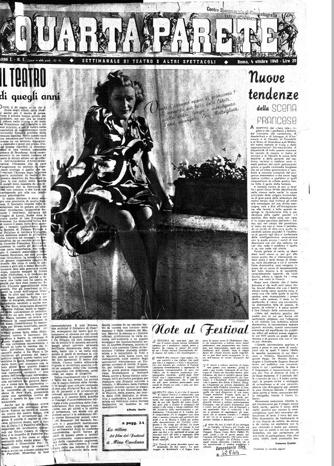 QUARTA PARETE magazine side cover Issue 1 4 October 1945