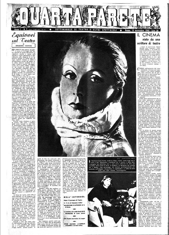 QUARTA PARETE magazine side cover Issue 7 15 November 1945