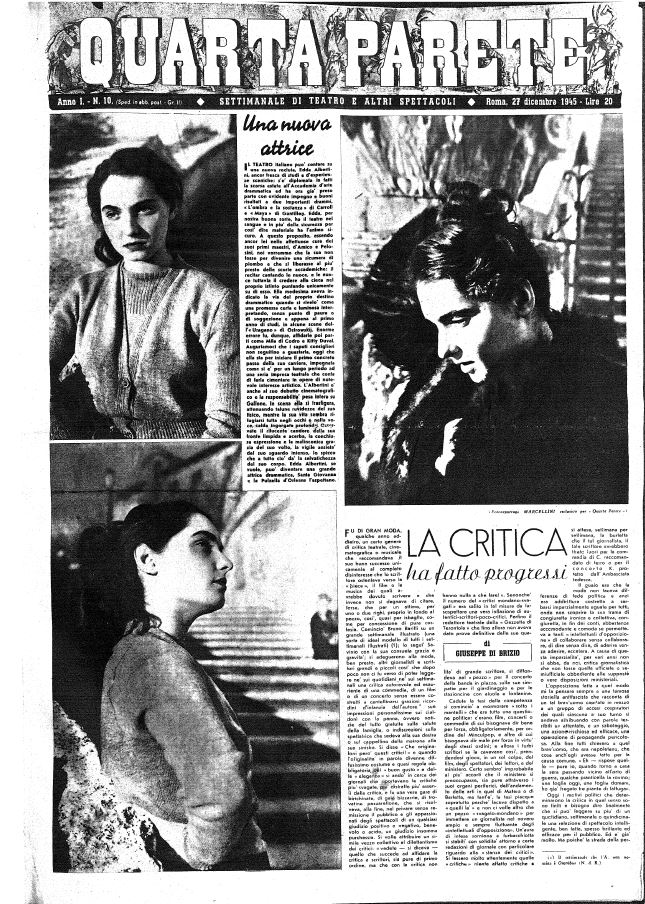 QUARTA PARETE magazine side cover Issue 10 27 December 1945