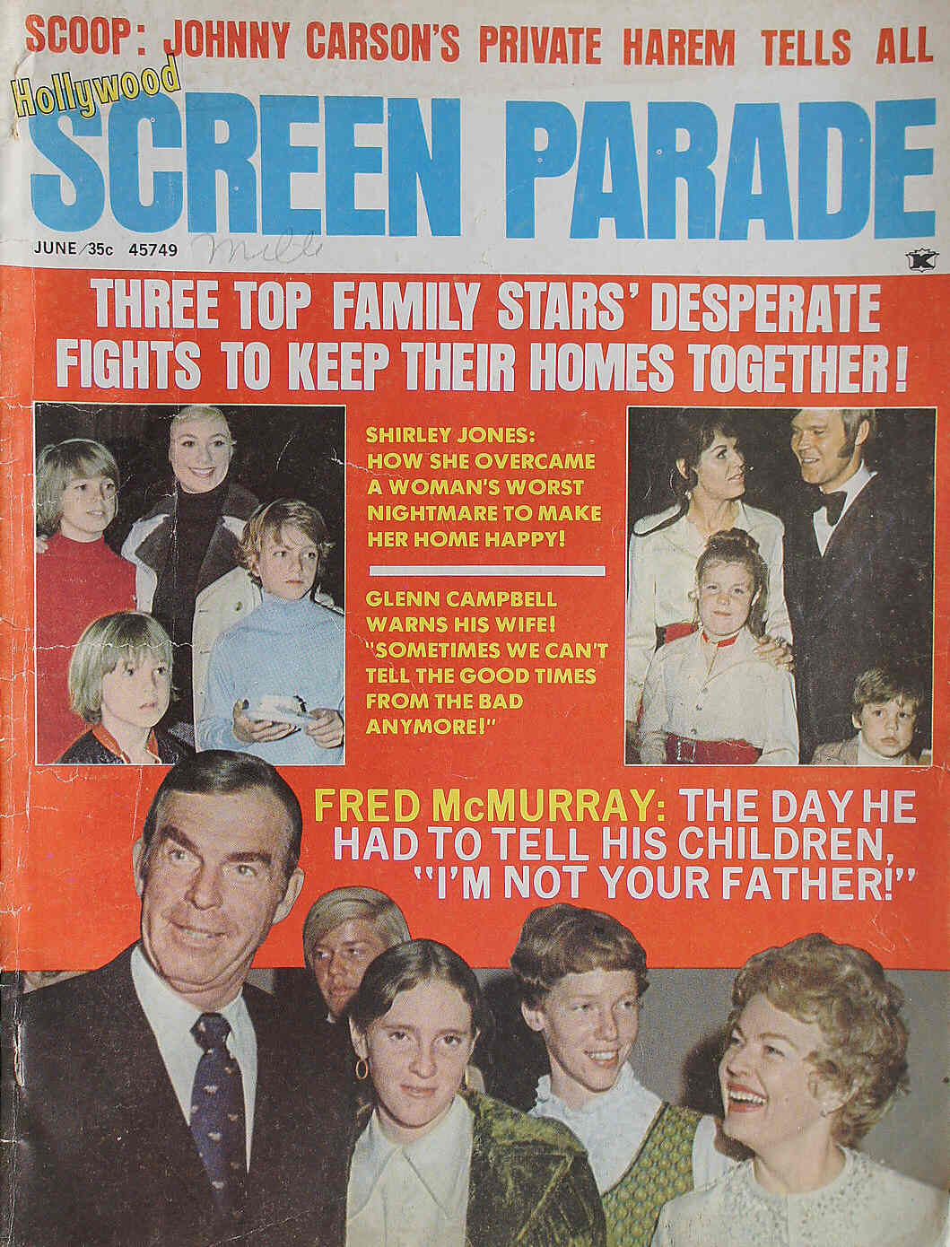 HOLLYWOOD SCREEN PARADE magazine side cover June 1971