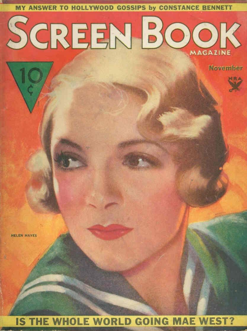 SCREEN BOOK magazine side cover November 1933