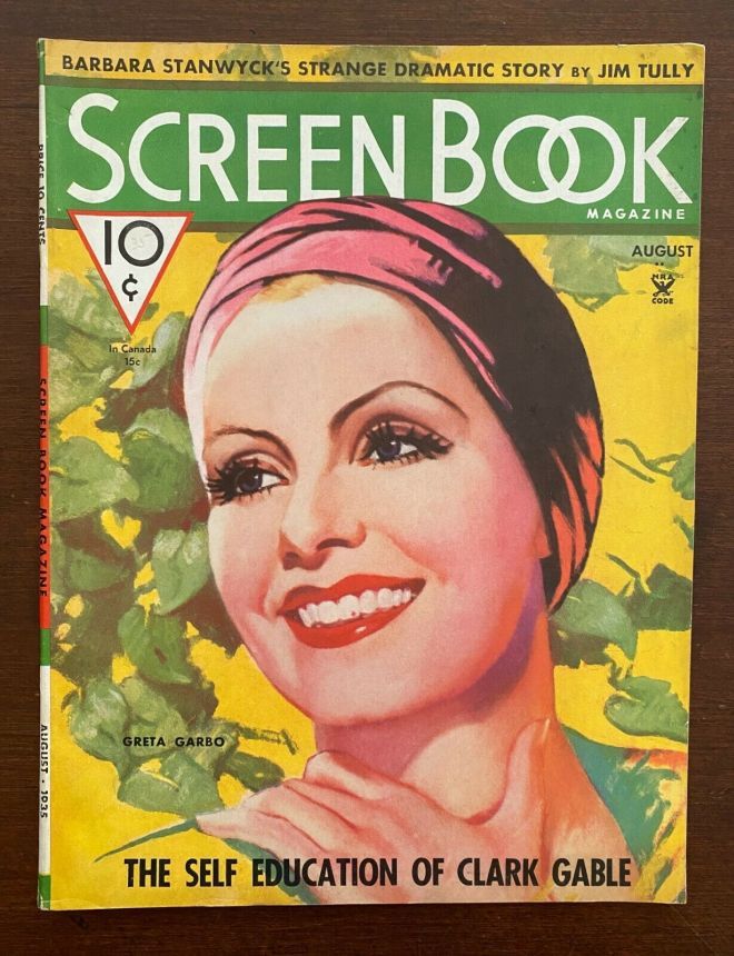 SCREEN BOOK magazine side cover August 1935