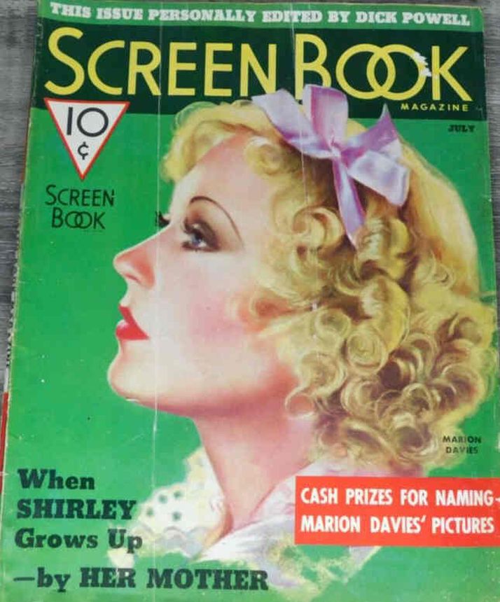SCREEN BOOK magazine side cover July 1936
