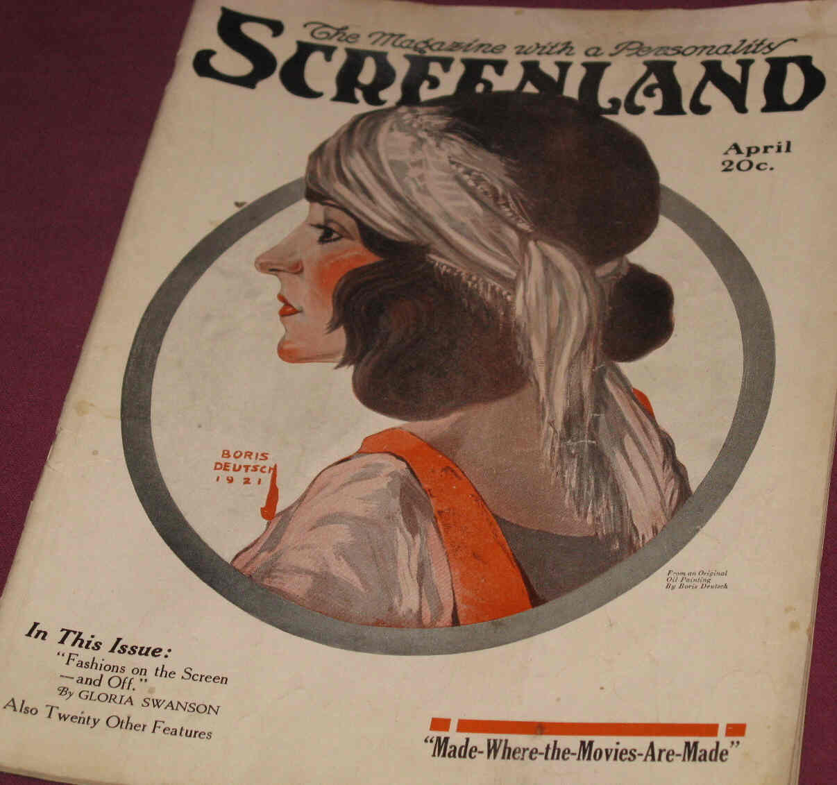 SCREENLAND magazine side cover April 1921
