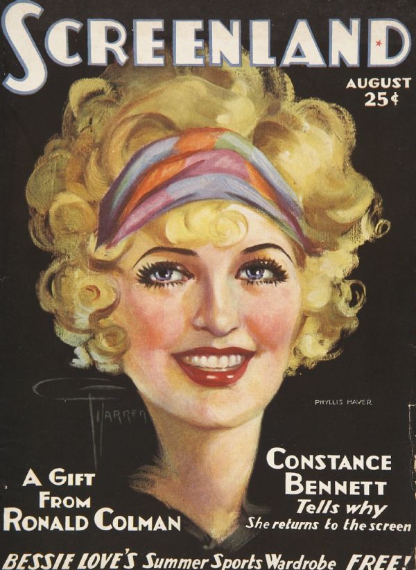 SCREENLAND magazine side cover August 1929