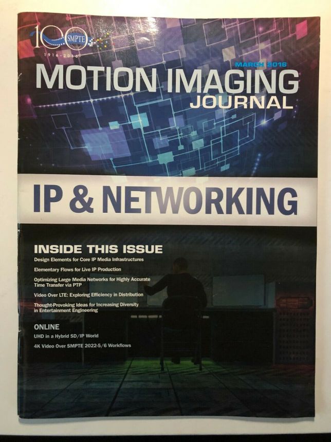 SMPTE MOTION IMAGING JOURNAL magazine side cover  March 2016