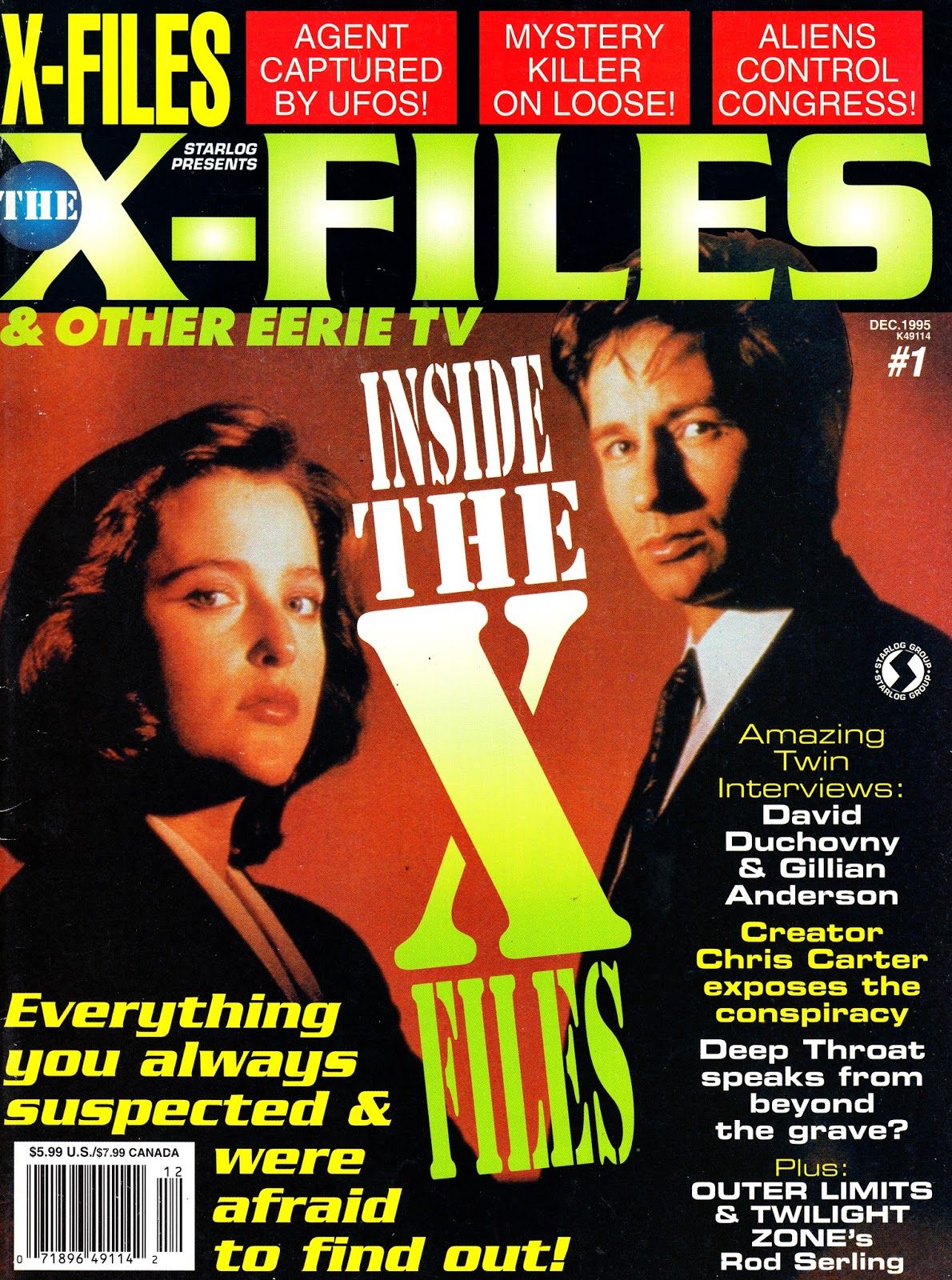 STARLOG ONE-OFFS magazine side cover Issue 1  X-Files  December 1995