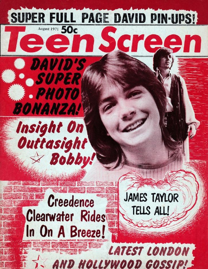 TEEN SCREEN magazine side cover  August 1971