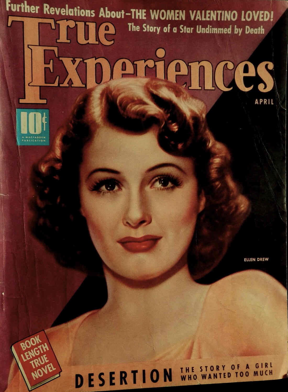 TRUE EXPERIENCES magazine side cover April 1939