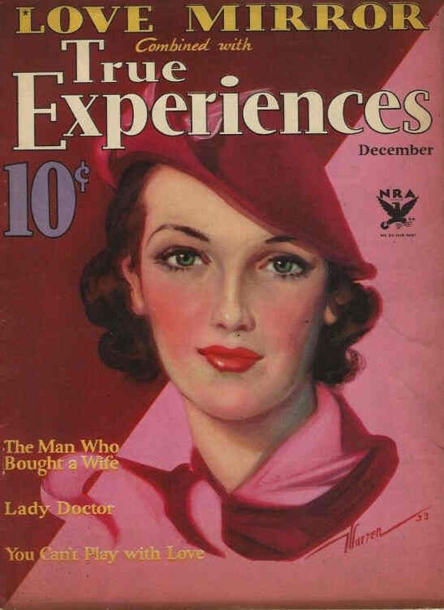 TRUE EXPERIENCES magazine side cover  December 1933