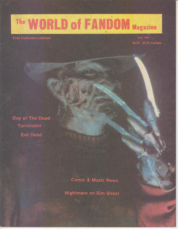 WORLD OF FANDOM magazine side cover Issue 1  Vol 1 # 1 July 1985