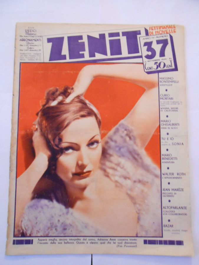 ZENIT NOVELLE magazine side cover Issue 37 13 September 1933